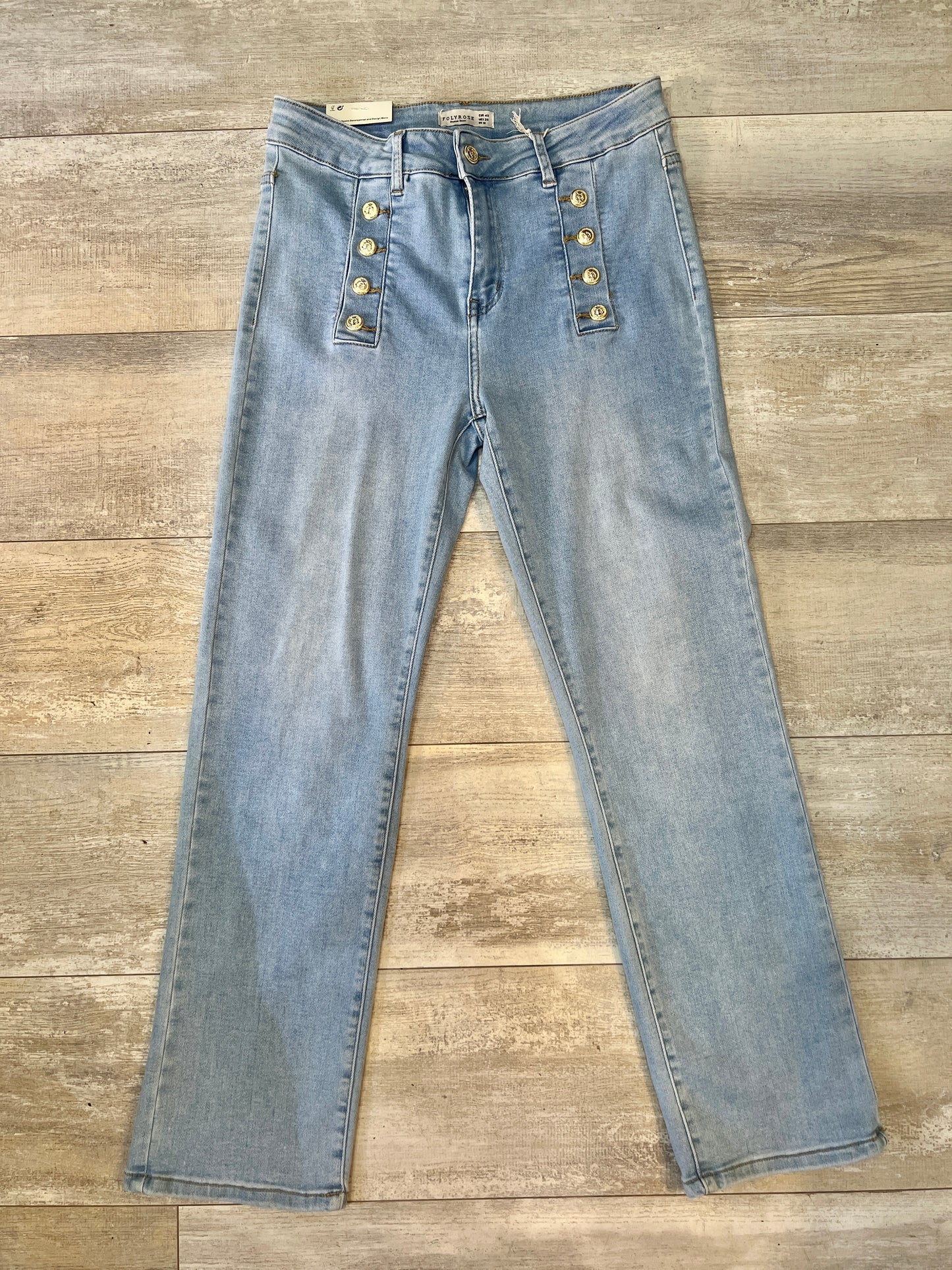 Womens Button Pocket Denim Jeans